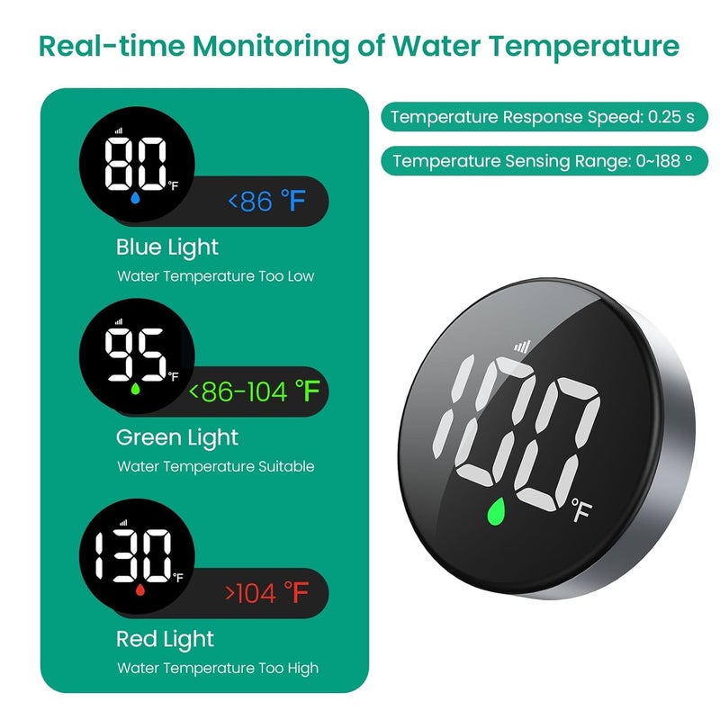 Long River MX08 Wireless Shower Temperature Monitor, Shower Thermometer for Heads & Systems | Hydro-Powered Sensor, IPX7 Waterproof Adjustable Display | Real-Time Tracking, Christmas Gifts - Image 2